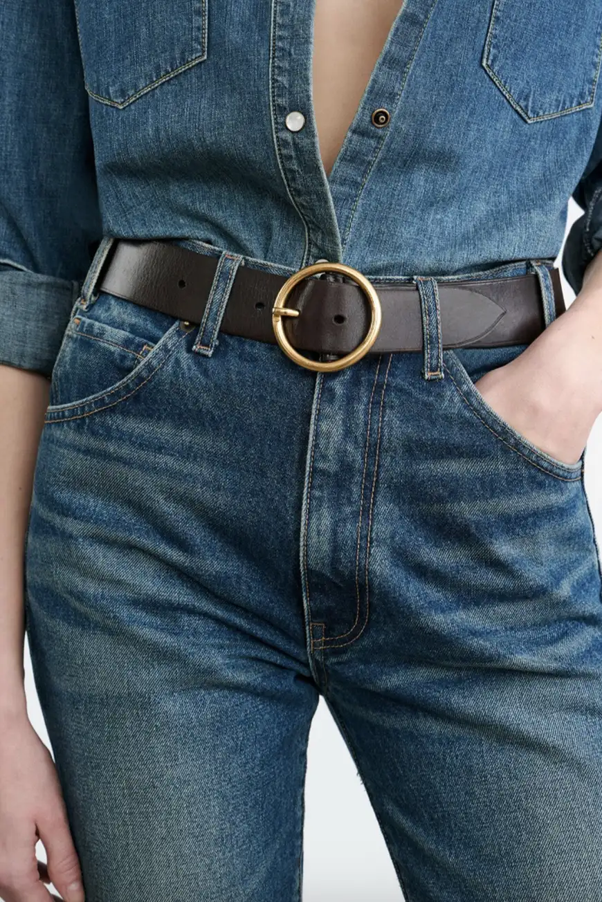 12815l38 Dark Brown W Antique Brass Buckle 1