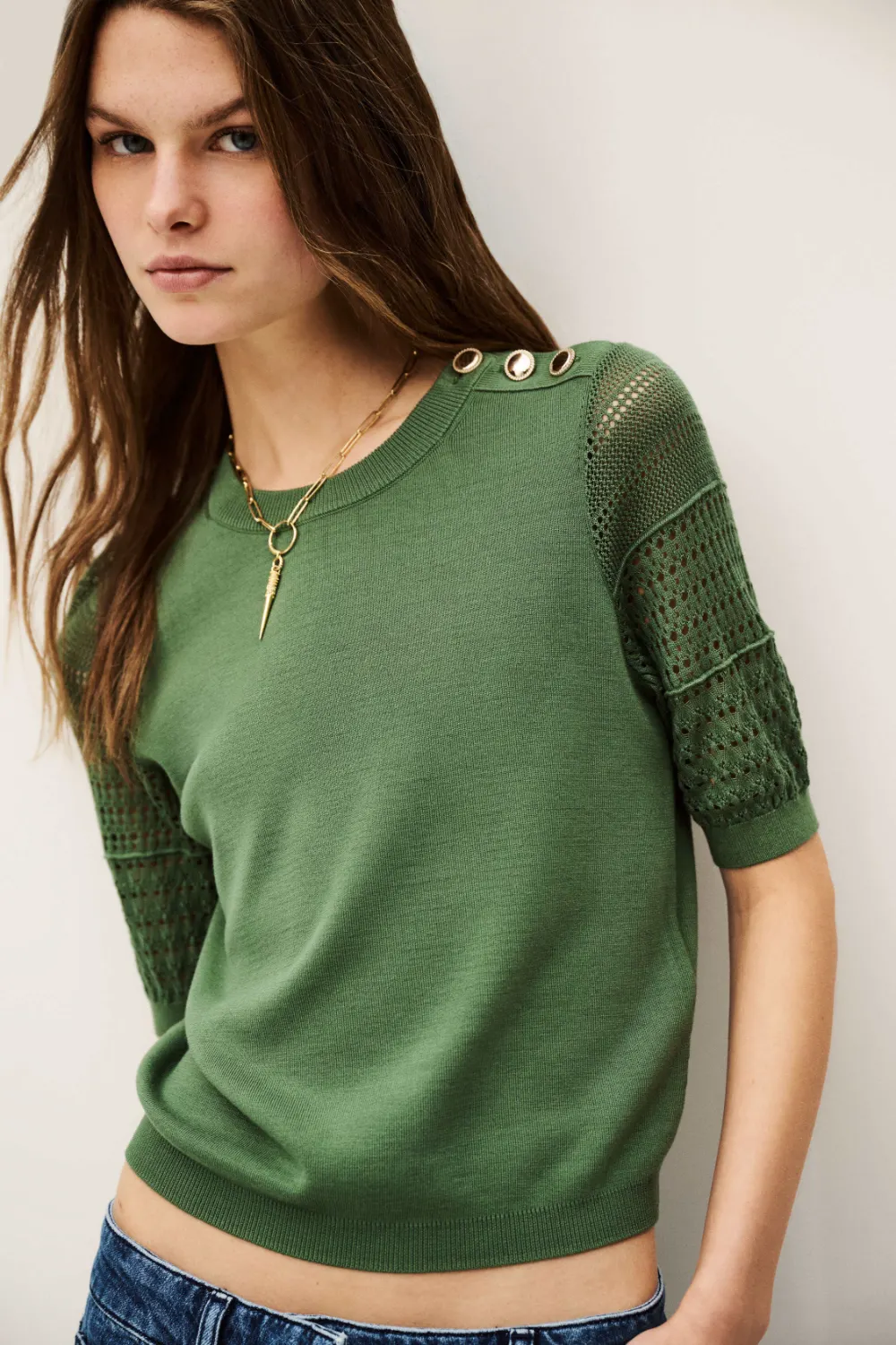 Boutique77 - סוודר Shirley – 1E25SHIR_VERT – vert – 1