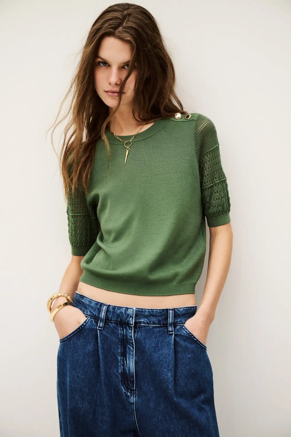 Boutique77 - סוודר Shirley – 1E25SHIR_VERT – vert – 2