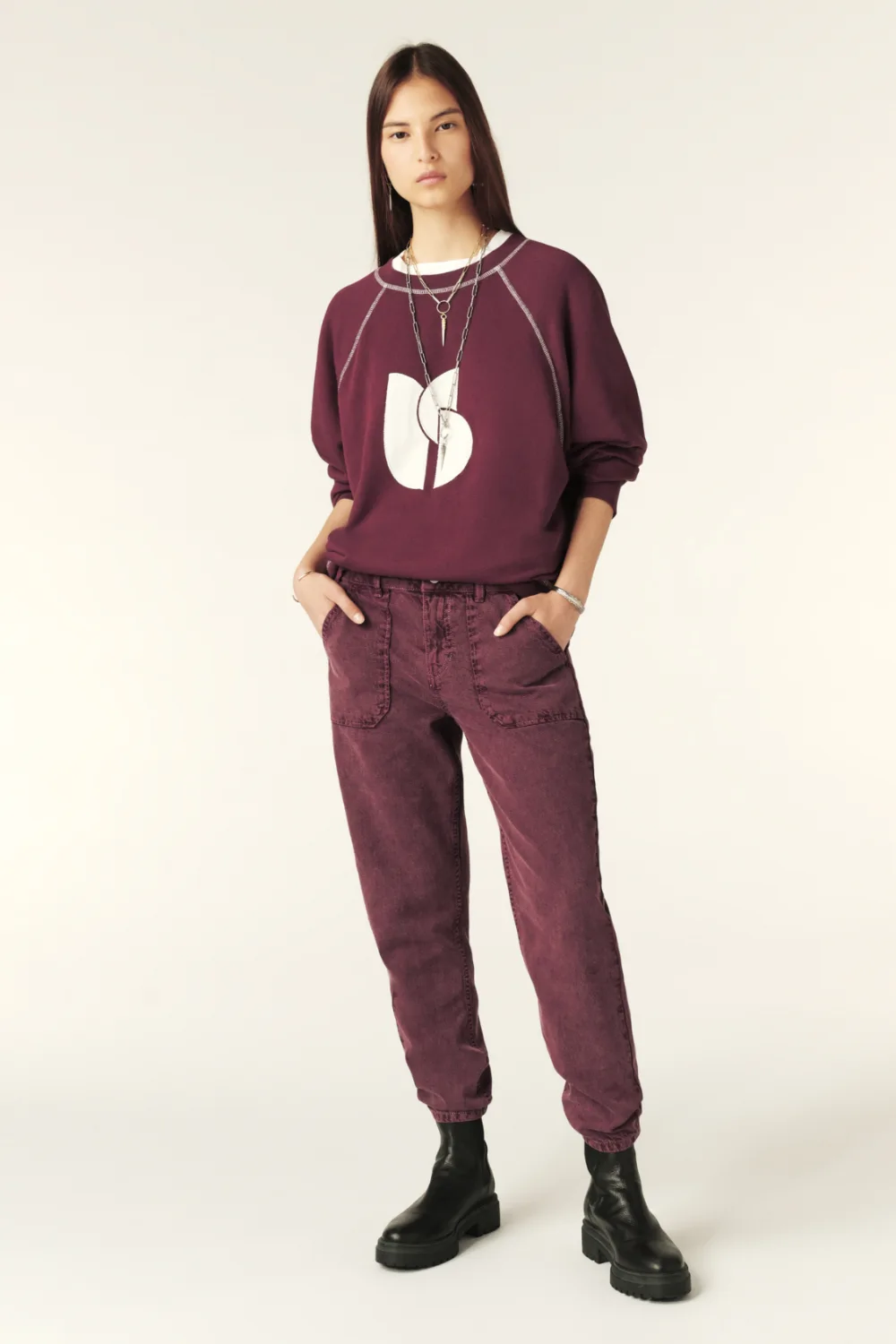 Boutique77 - סווטשירט Bart – 1H24BART_AUBERGINE – aubergine – 1