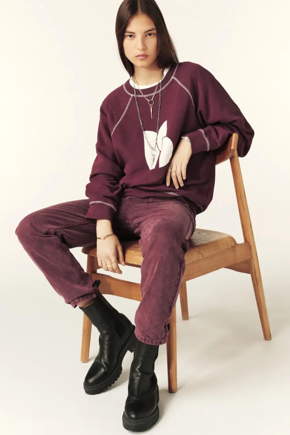 Boutique77 - סווטשירט Bart – 1H24BART_AUBERGINE – aubergine – 4