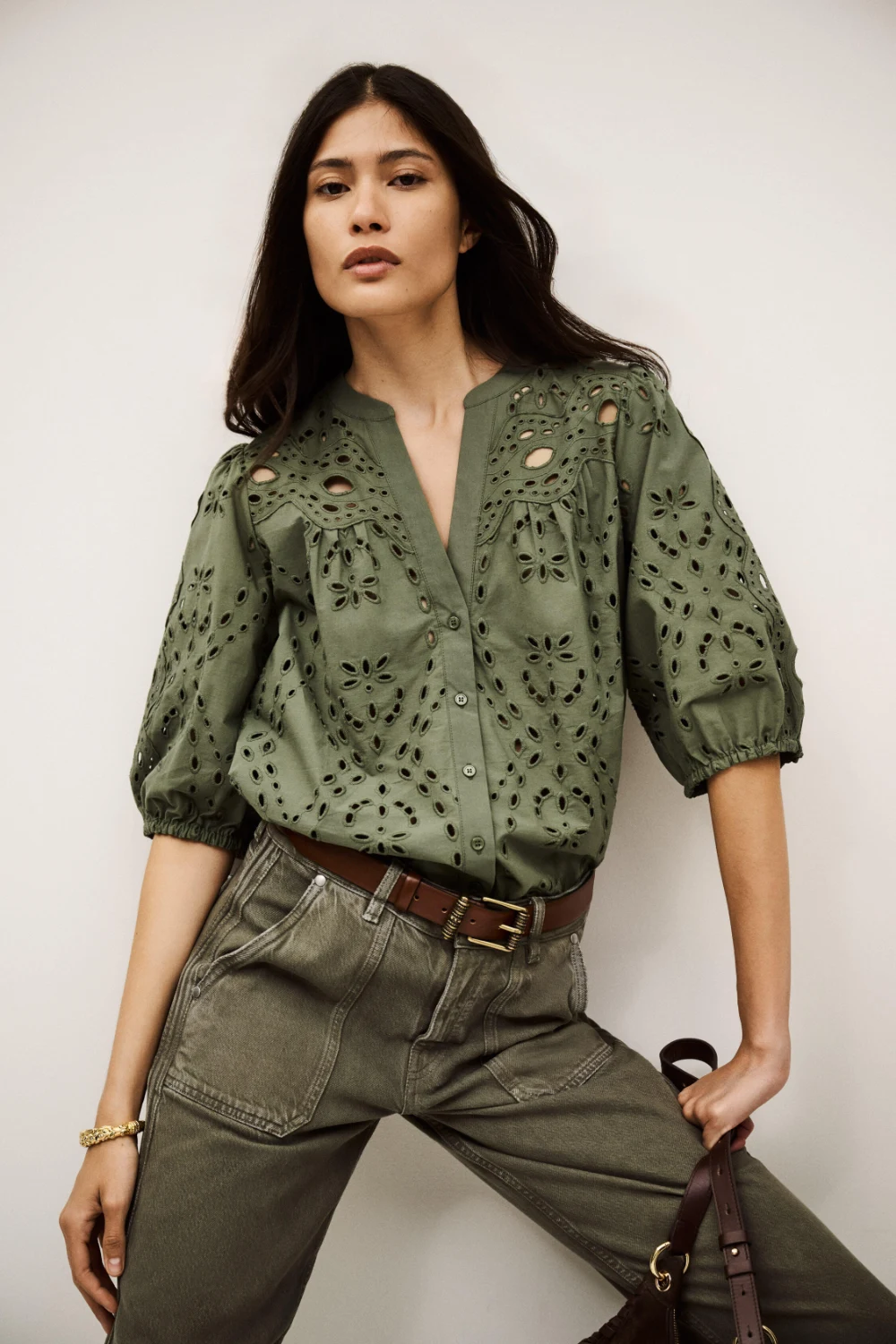 Boutique77 - חולצה Beatrice – 1H25BEAT_KAKI – 2