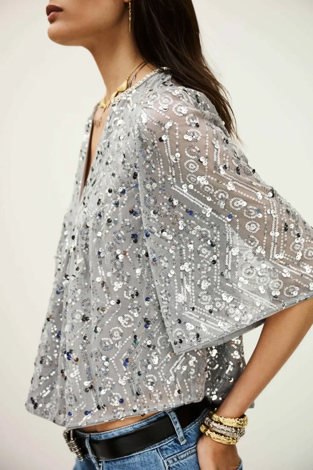 Boutique77 - חולצה Cara – 1H25CARA_SILVER – 2