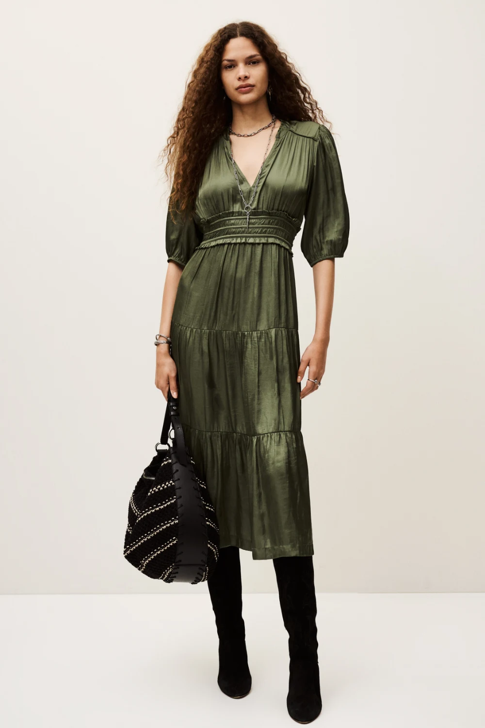 Boutique77 - שמלה Cleli – 1H25CLEL_KAKI – 1