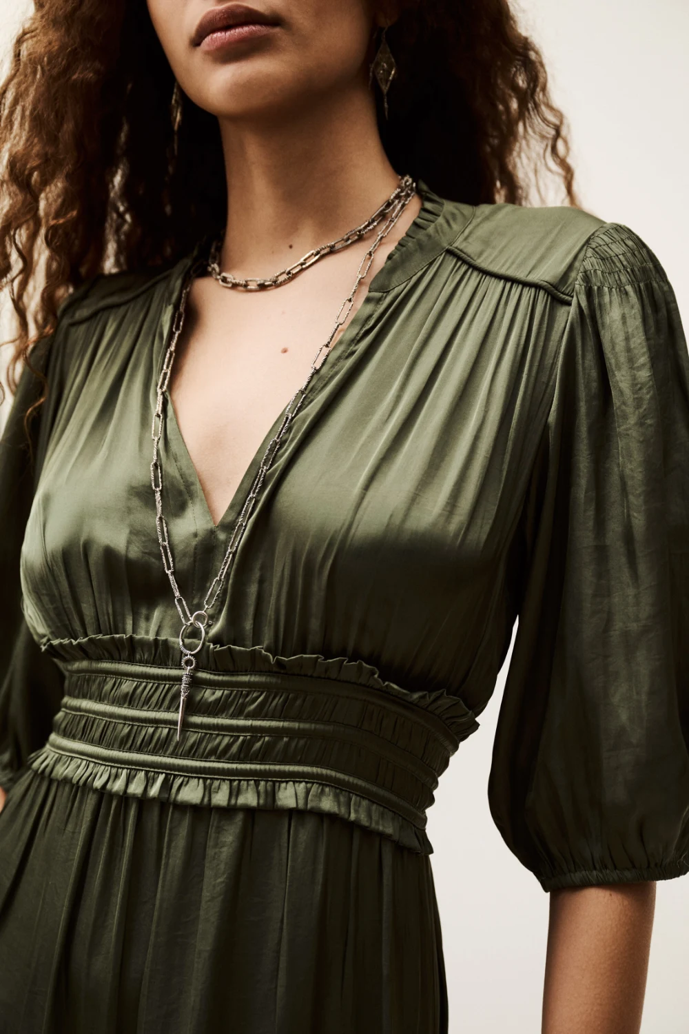 Boutique77 - שמלה Cleli – 1H25CLEL_KAKI – 2