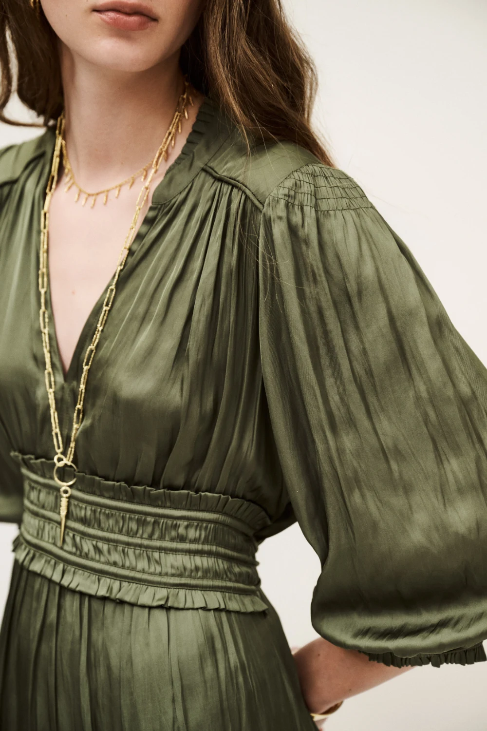 Boutique77 - שמלה Cyrilia – 1H25CYRI_KAKI – 1