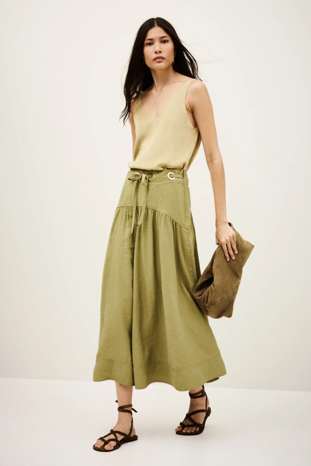 Boutique77 - חצאית Donia – 1H25DONI_KAKI – 1