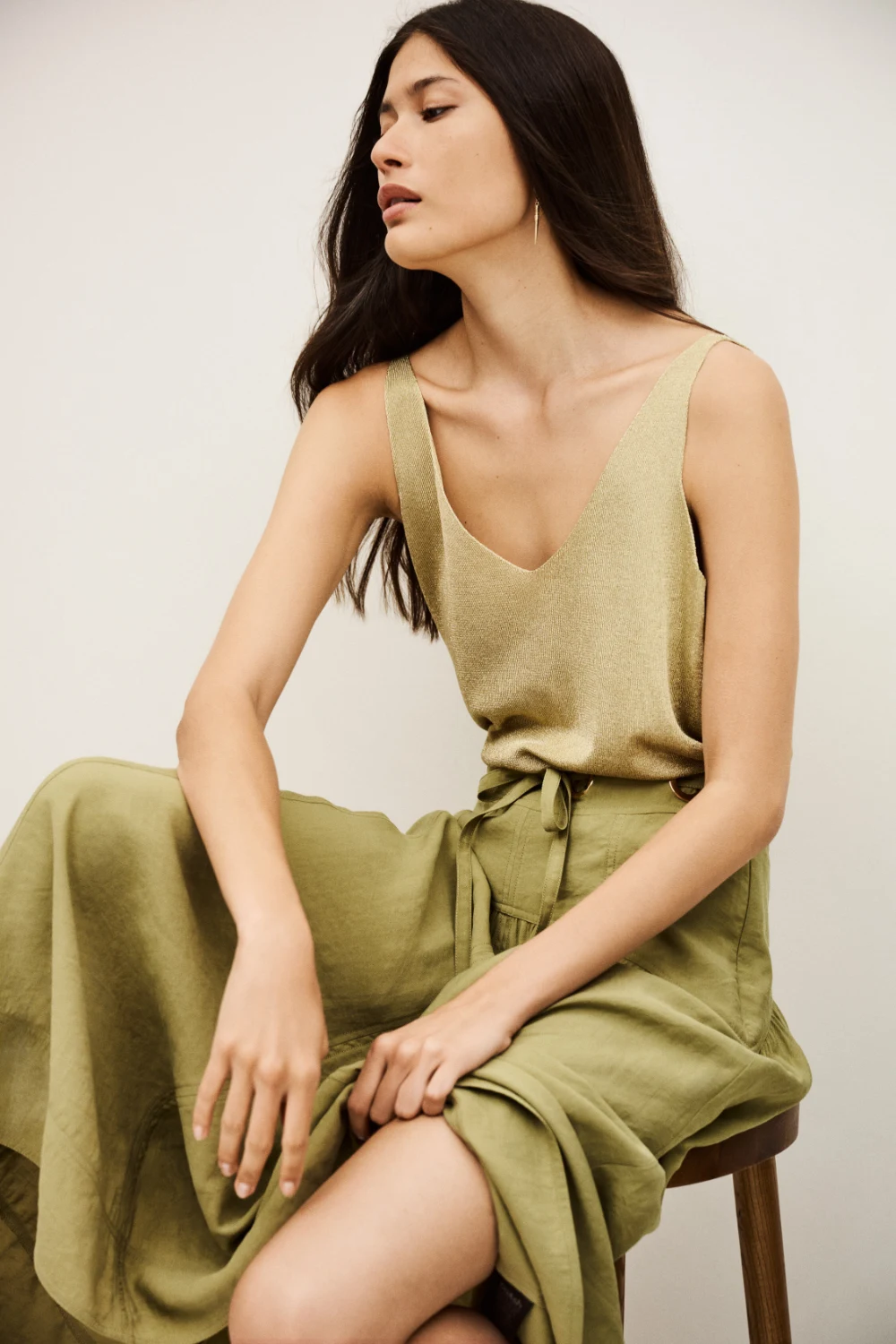 Boutique77 - חצאית Donia – 1H25DONI_KAKI – 1