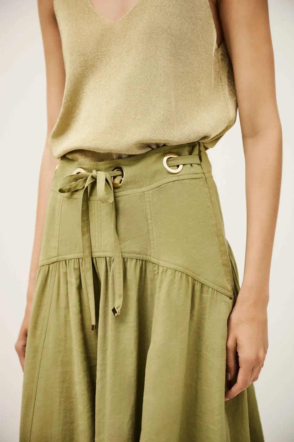 Boutique77 - חצאית Donia – 1H25DONI_KAKI – 2