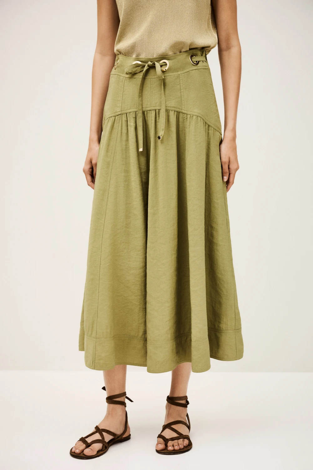 Boutique77 - חצאית Donia – 1H25DONI_KAKI – 3