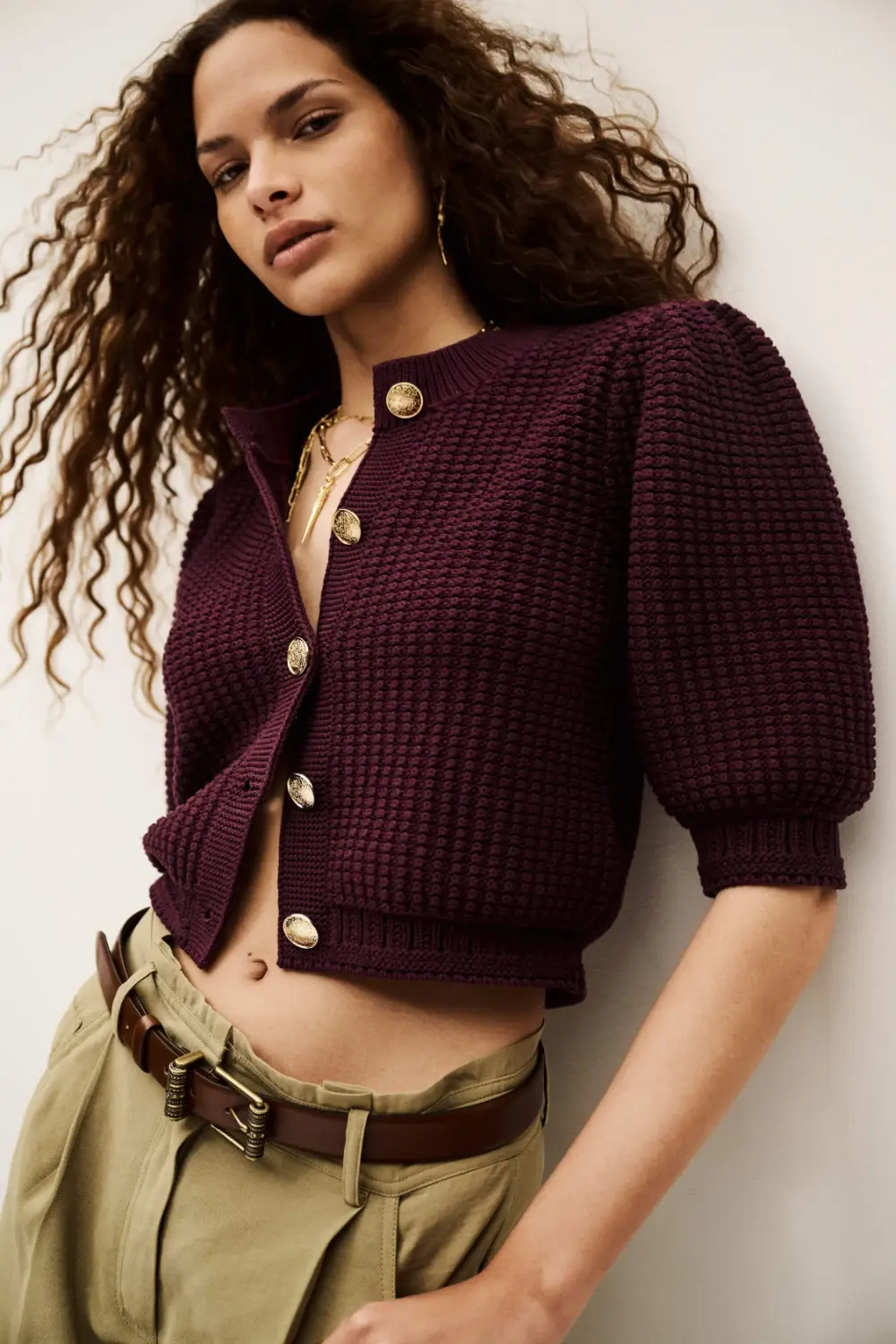 Boutique77 - קרדיגן Garance – 1H25GARA_PRUNE – 1