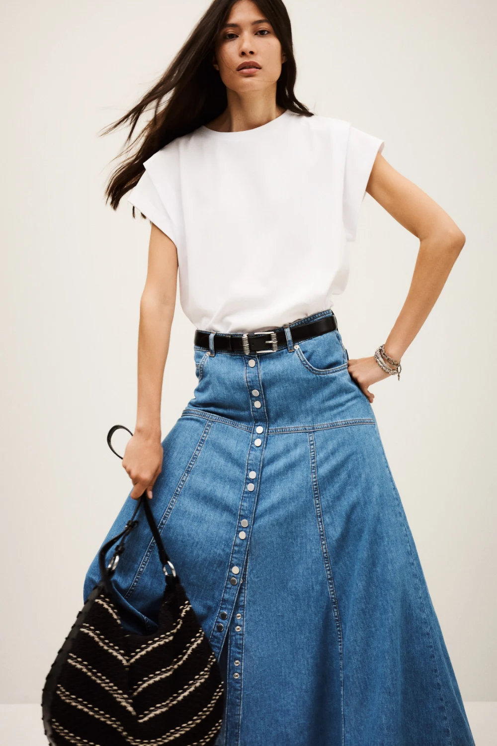 Boutique77 - חצאית Laddie – 1H25LADD_LIGHTUSEDBLUE – 1