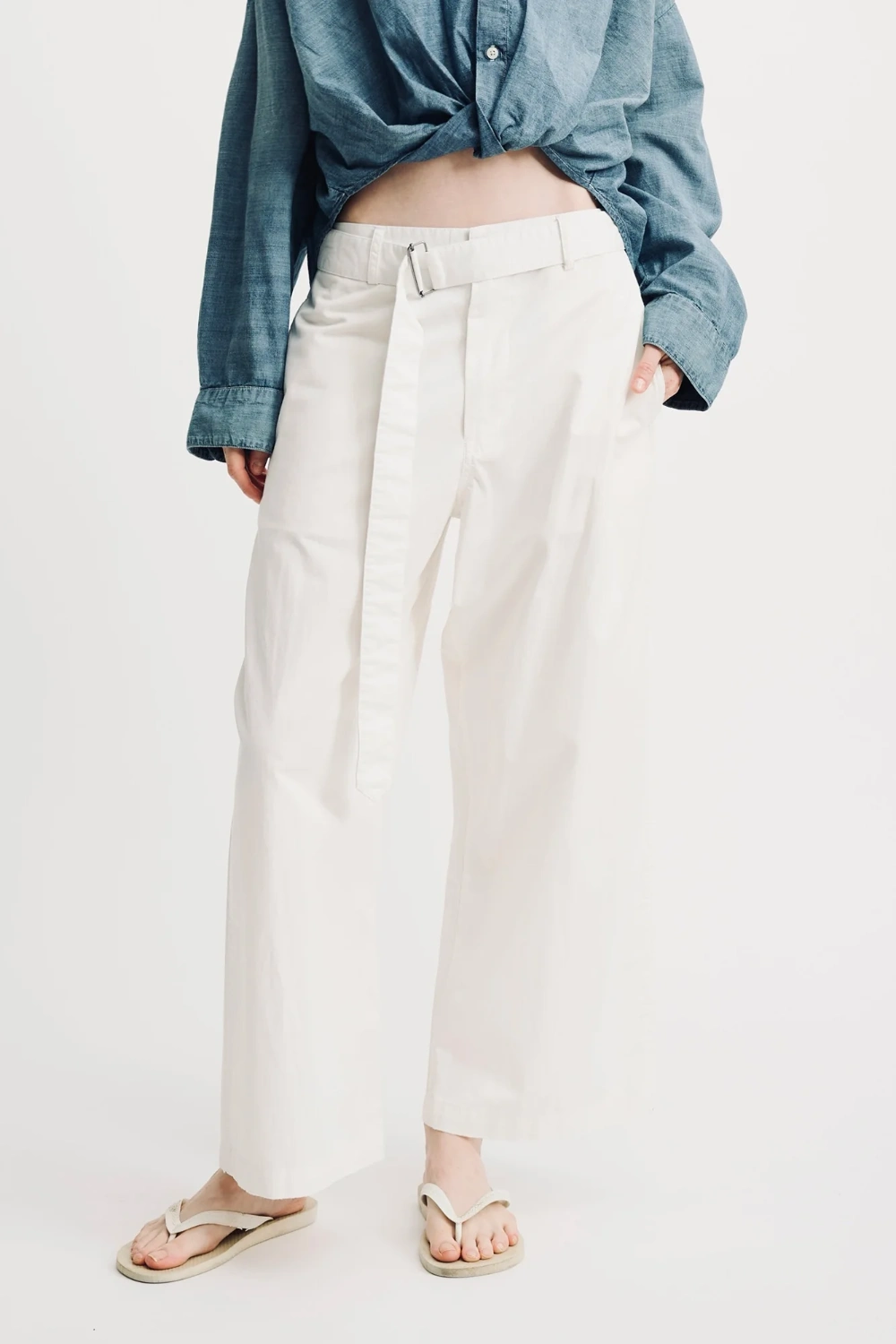 Boutique77 - מכנסיים Belted Chino – DM-DSW0094942 – white – 1