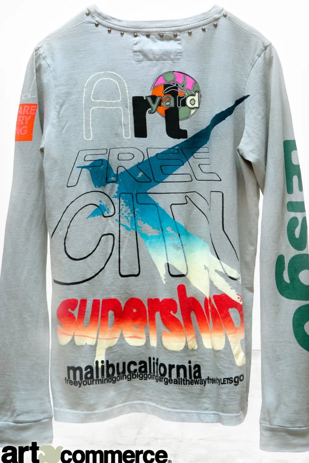 Boutique77 - חולצת טי-שירט Circa'2005 Supershop Malibu Homage Supervintage – FC-ACTLST006-SVRPW – silver-rock-powder – 1