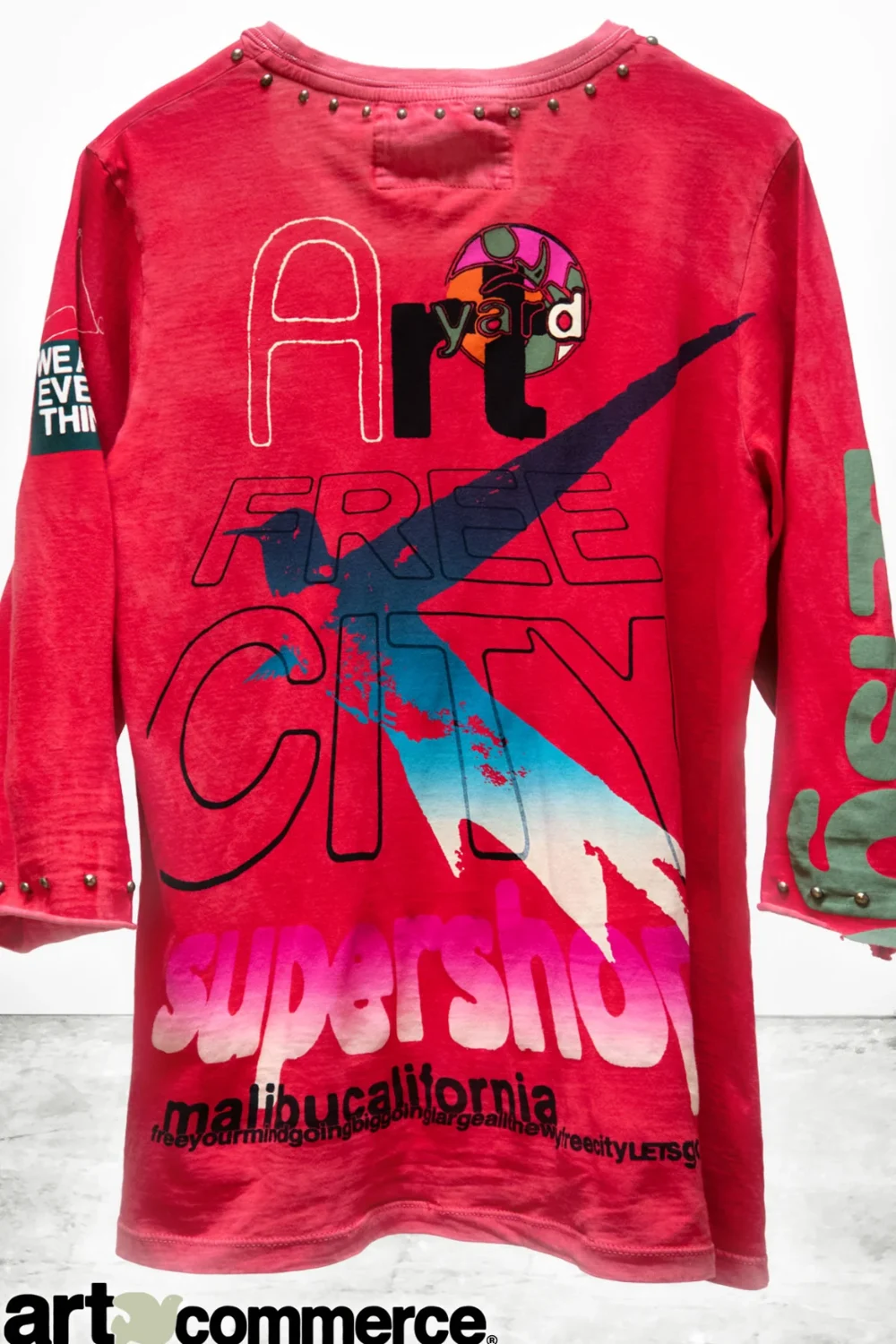 Boutique77 - חולצת טי-שירט Circa'2005 Supershop Malibu Homage Supervintage – FC-ACTLST008-HTRPW – hotred-powder – 2