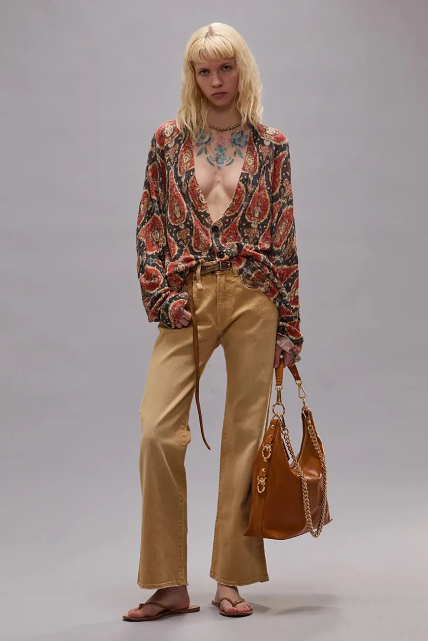 Boutique77 - ג’ינס Joan Cropped Flare – R13WD200D394A – stretch-sand-khaki – 1