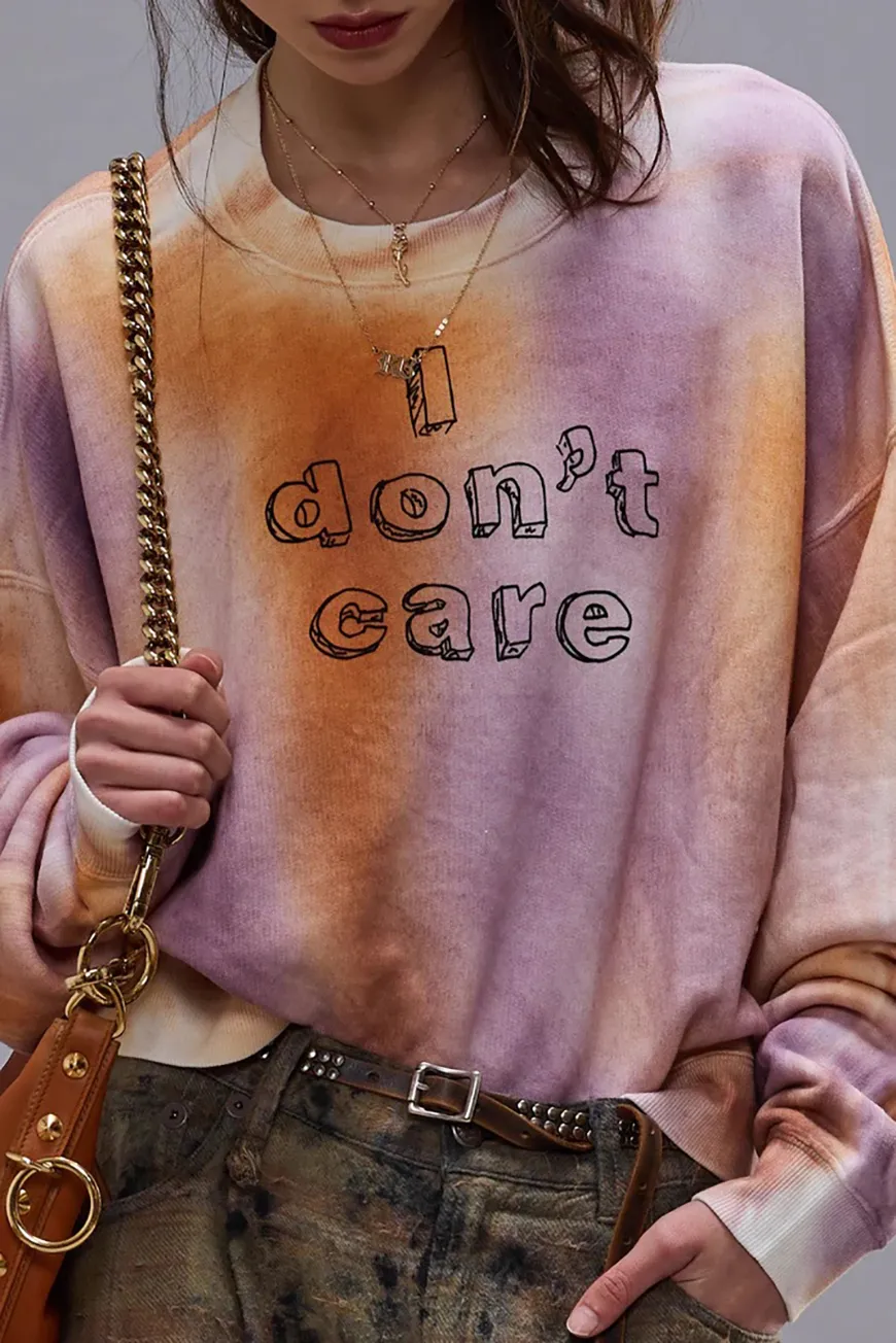 Boutique77 - סווטשירט I Don'T Care Cropped – R13WK094K137B – orange-with-purple – 2