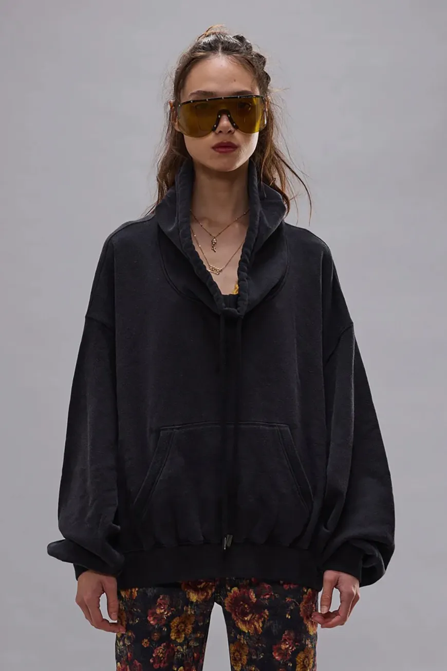 Boutique77 - סווטשירט Funnel Neck Cropped – R13WK255K001A – black – 2