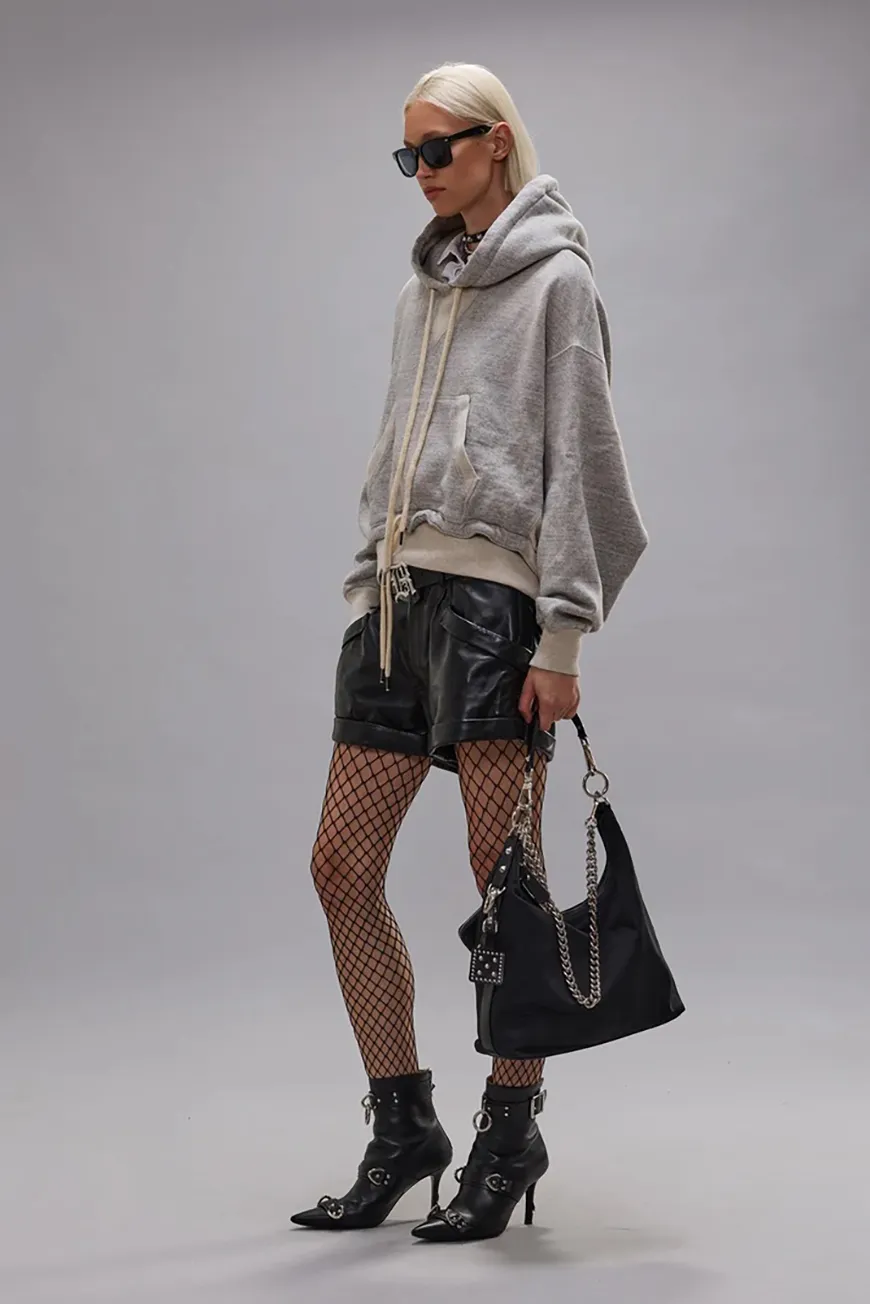 Boutique77 - קפוצ׳ון Cinched Hem Popover – R13WK333001BH – heather-grey-w-oatmeal – 1