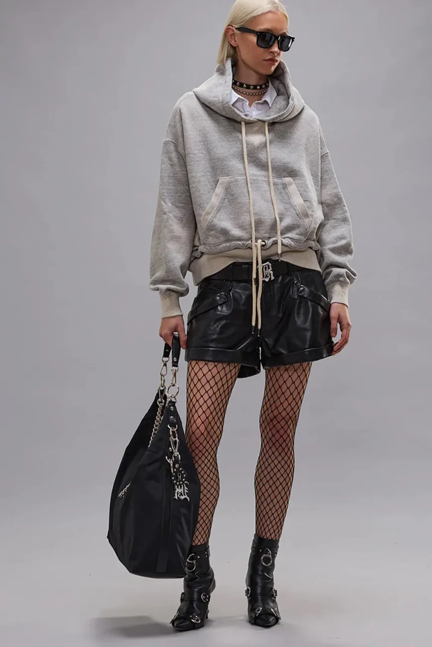 Boutique77 - קפוצ׳ון Cinched Hem Popover – R13WK333001BH – heather-grey-w-oatmeal – 2