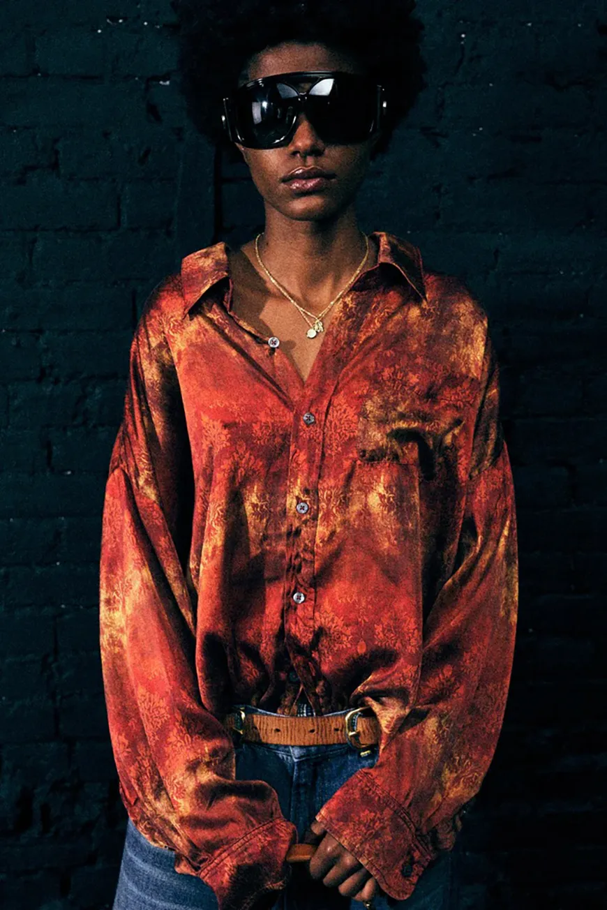 Boutique77 - חולצה Drop Neck – R13WR004R700B – multi-orange – 1