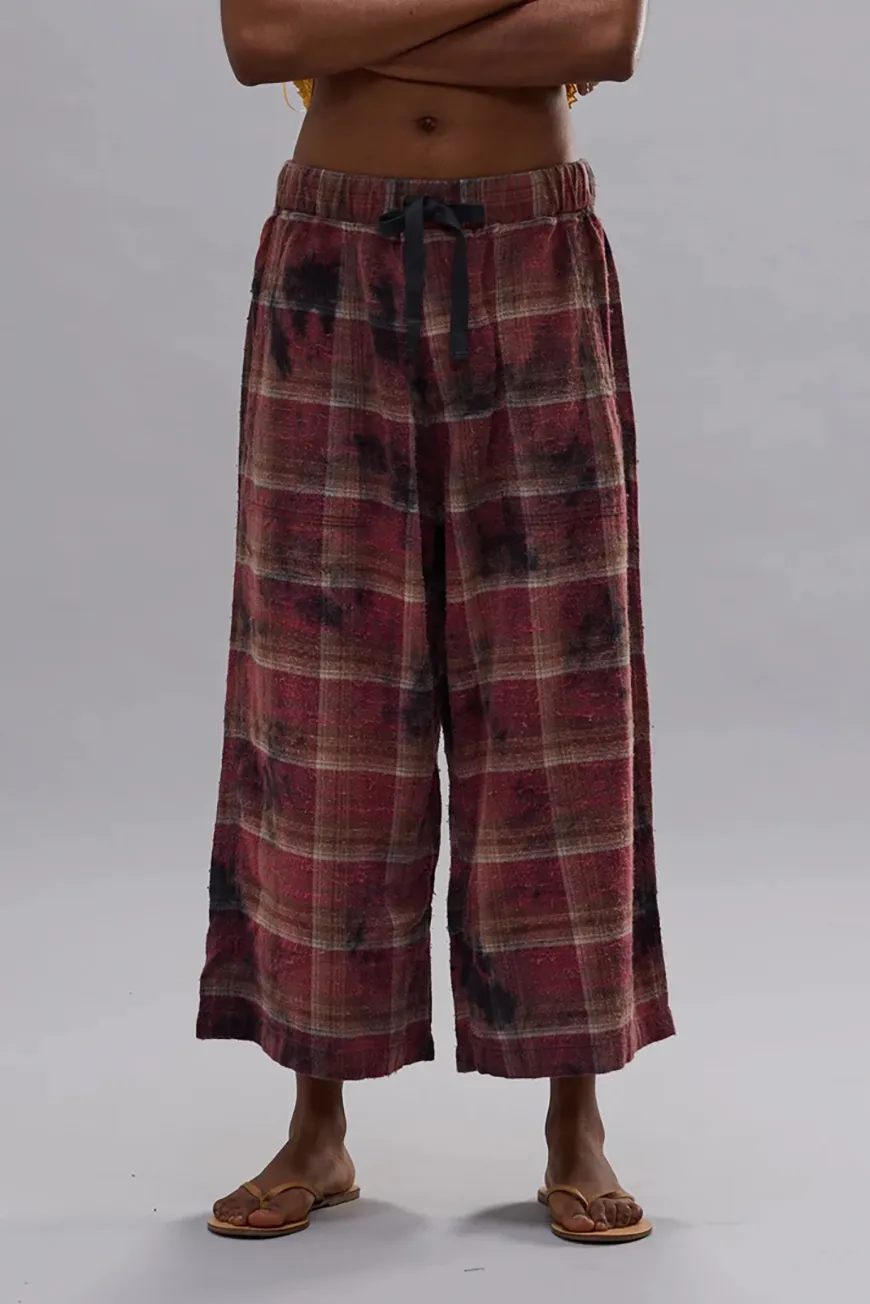 Boutique77 - מכנסיים Cropped Wide Leg Utility – R13WR412R655B – overdyed-purple-plaid – 2