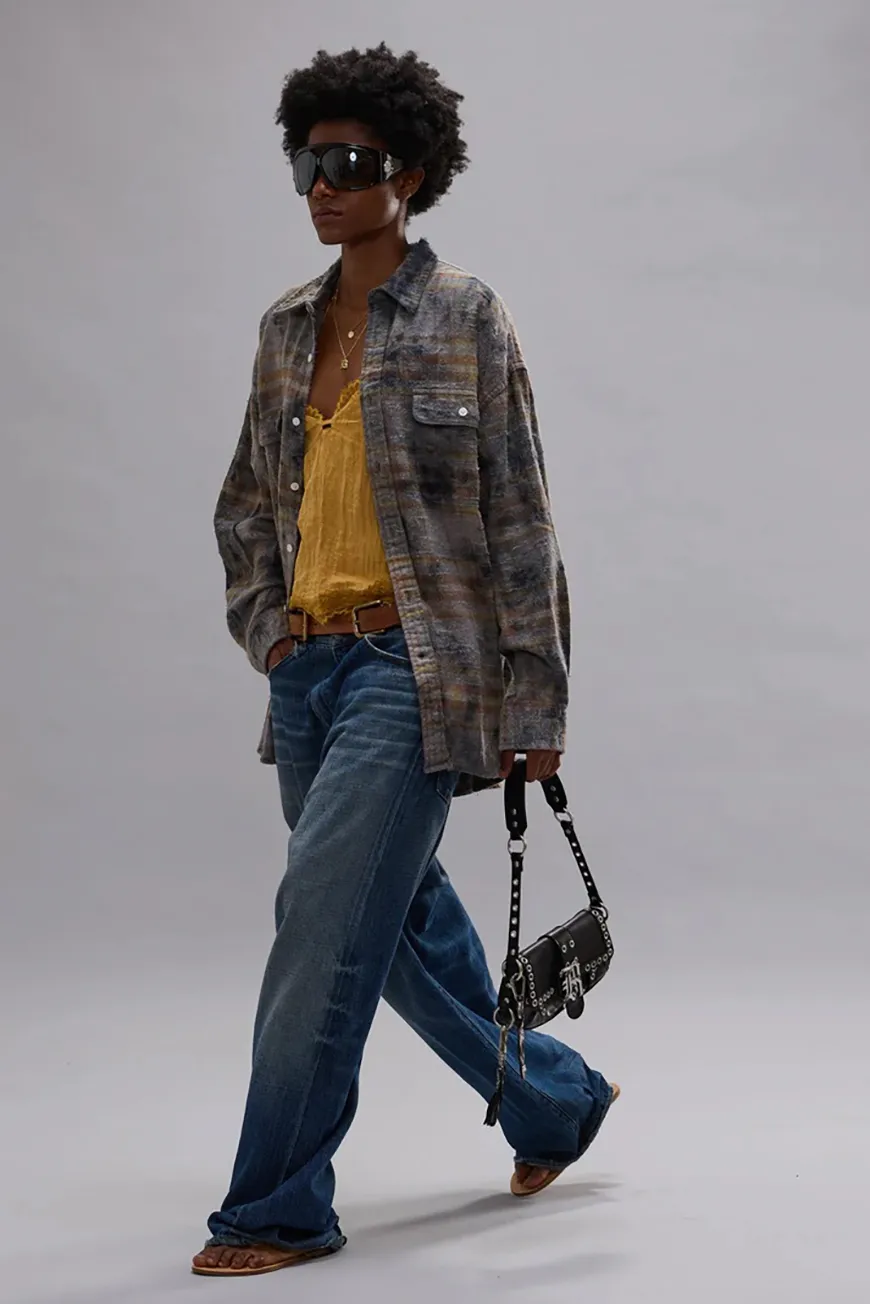 Boutique77 - חולצה Boyfriend – R13WR415R660B – overdyed-light-blue-plaid – 1