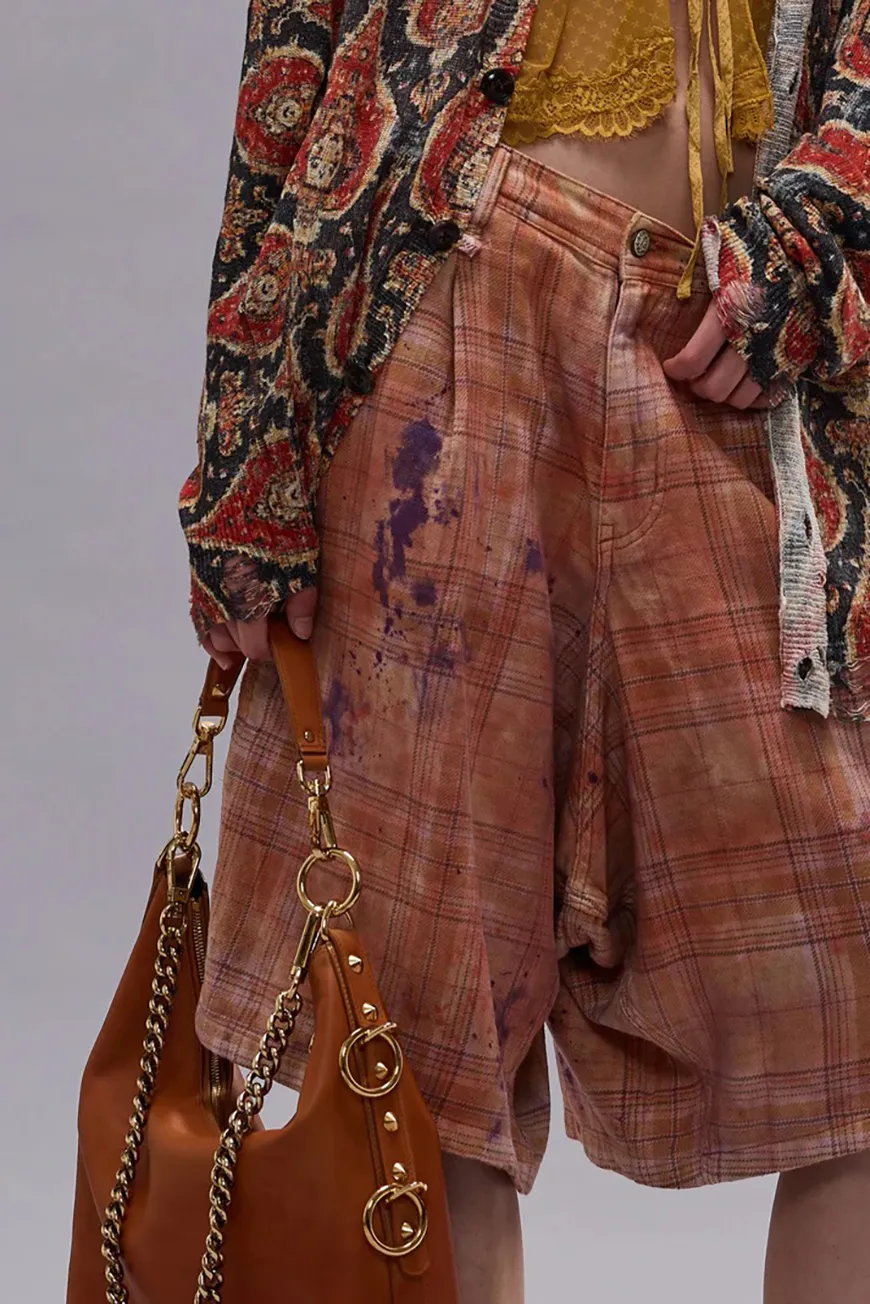 Boutique77 - מכנסיים קצרים Jesse Carpenter – R13WR553R654B – overdyed-orange-purple-plaid – 1