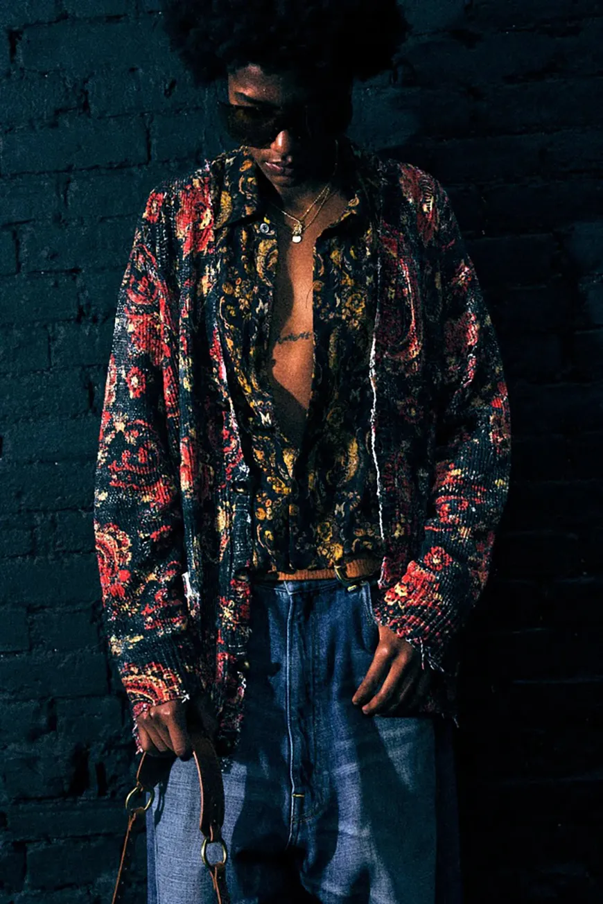 Boutique77 - קרדיגן Printed Boyfriend – R13WY237Y249A – black-red-multicolor-2 – 1