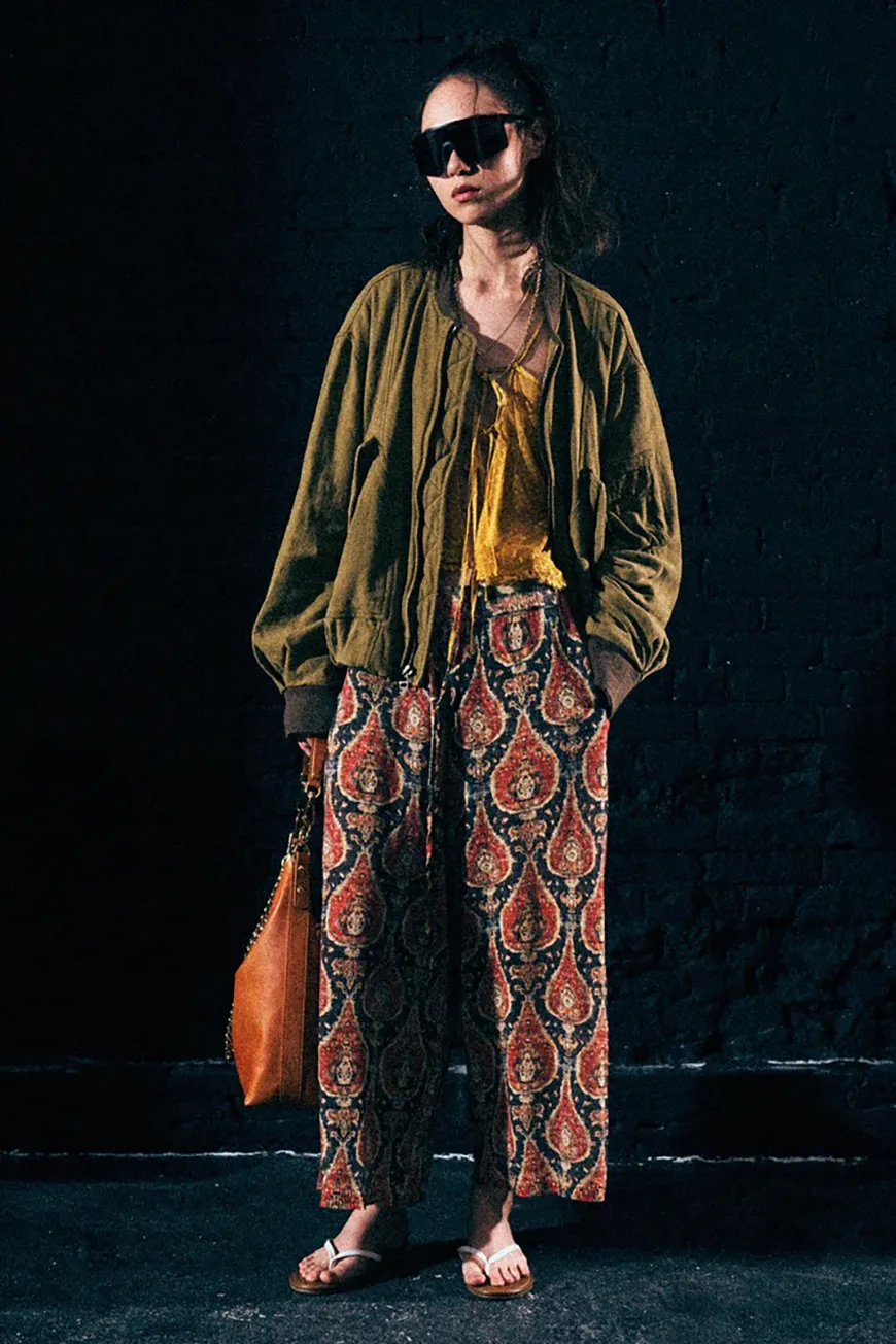 Boutique77 - מכנסיים Printed Cropped Wide Leg Sweater – R13WY340Y250A – black-red-multicolor – 1